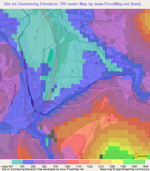 Sils im Domleschg,Switzerland Elevation Map