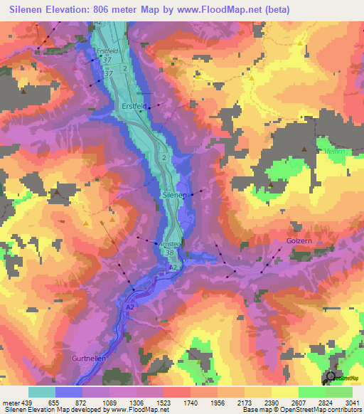 Silenen,Switzerland Elevation Map