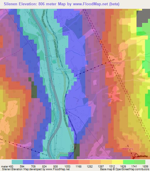 Silenen,Switzerland Elevation Map