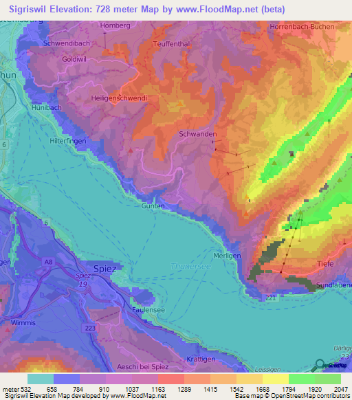 Sigriswil,Switzerland Elevation Map