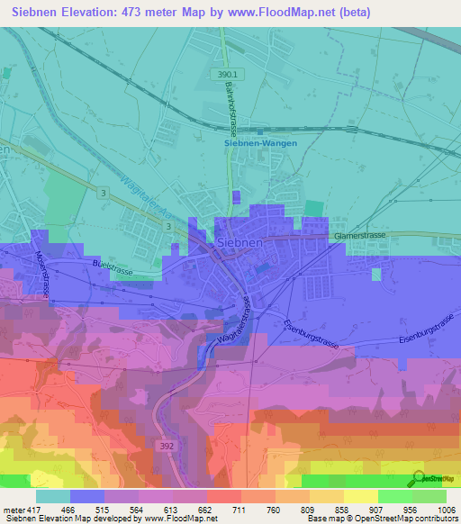 Siebnen,Switzerland Elevation Map