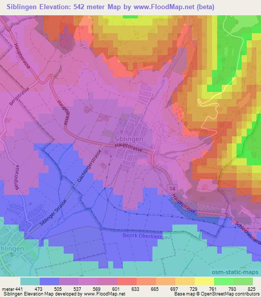 Siblingen,Switzerland Elevation Map