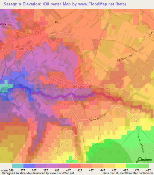 Sezegnin,Switzerland Elevation Map