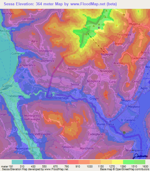 Sessa,Switzerland Elevation Map