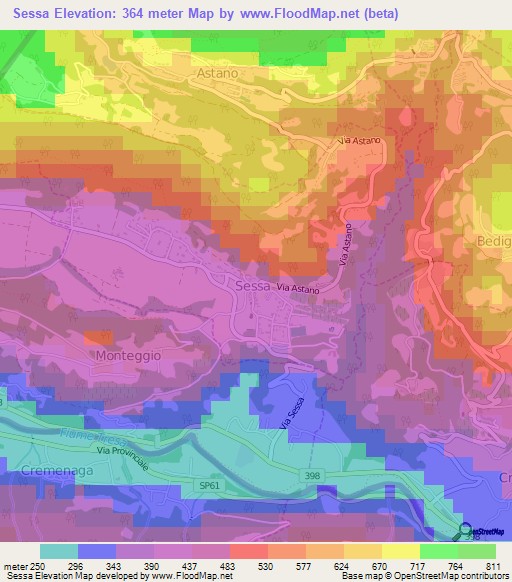 Sessa,Switzerland Elevation Map