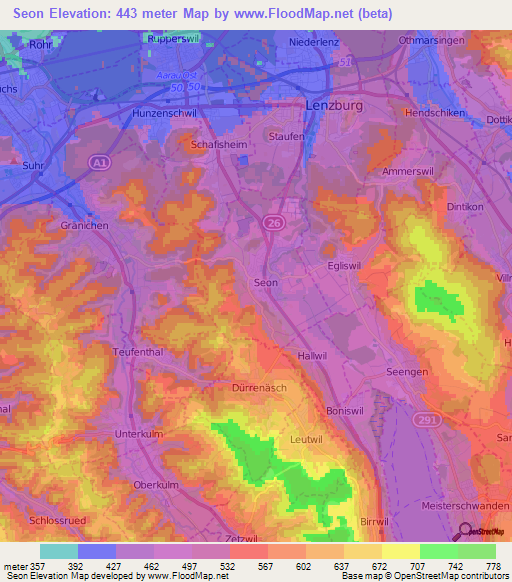 Seon,Switzerland Elevation Map