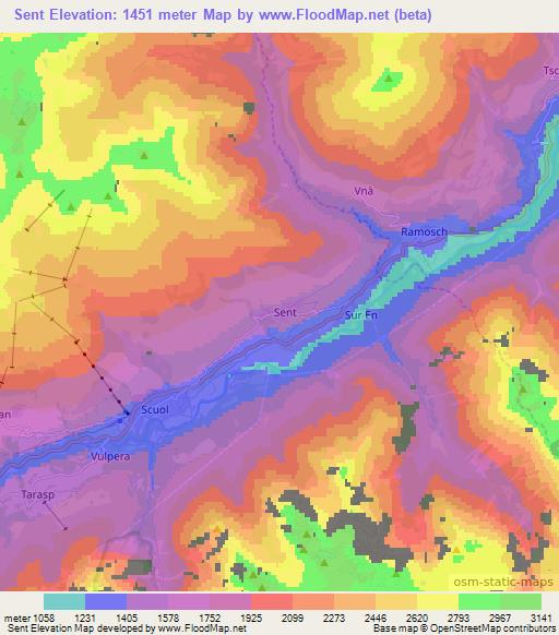 Sent,Switzerland Elevation Map