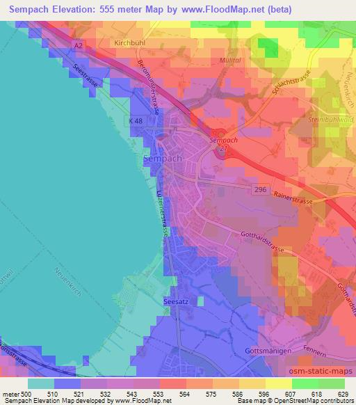 Sempach,Switzerland Elevation Map