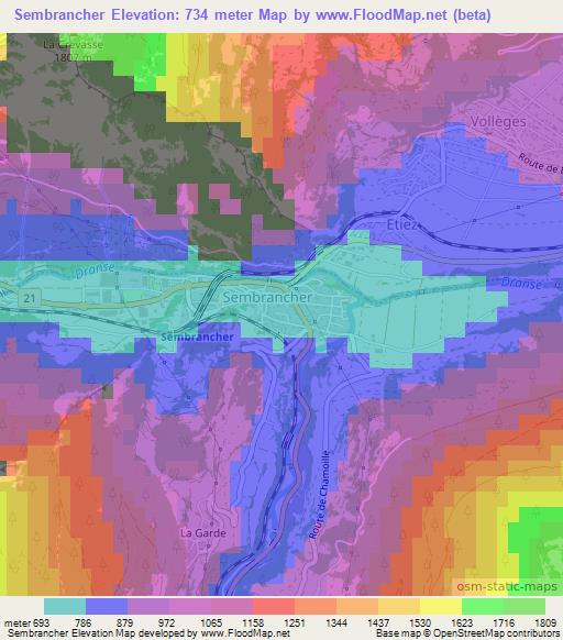 Sembrancher,Switzerland Elevation Map