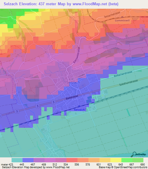 Selzach,Switzerland Elevation Map