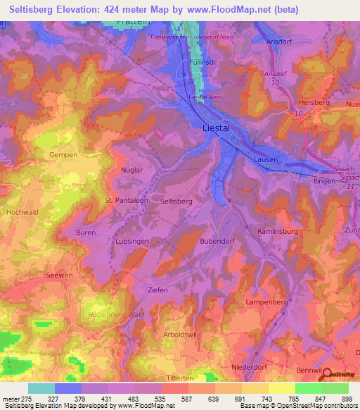 Seltisberg,Switzerland Elevation Map