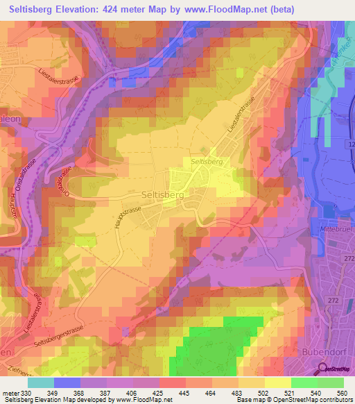 Seltisberg,Switzerland Elevation Map