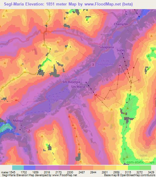 Segl-Maria,Switzerland Elevation Map