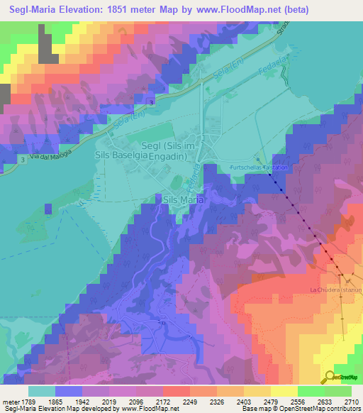 Segl-Maria,Switzerland Elevation Map