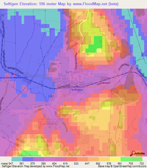 Seftigen,Switzerland Elevation Map