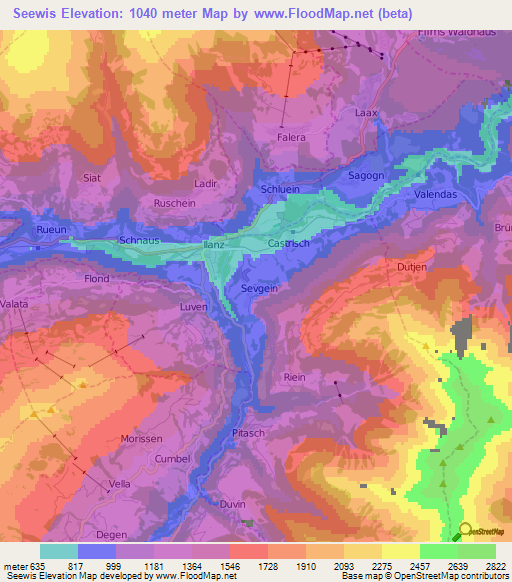 Seewis,Switzerland Elevation Map