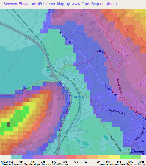 Seewen,Switzerland Elevation Map