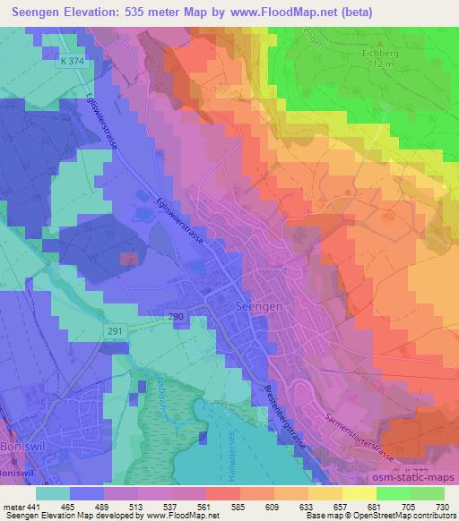 Seengen,Switzerland Elevation Map