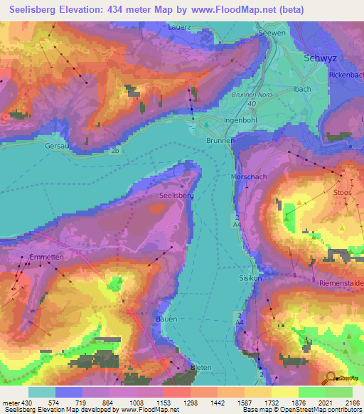 Seelisberg,Switzerland Elevation Map