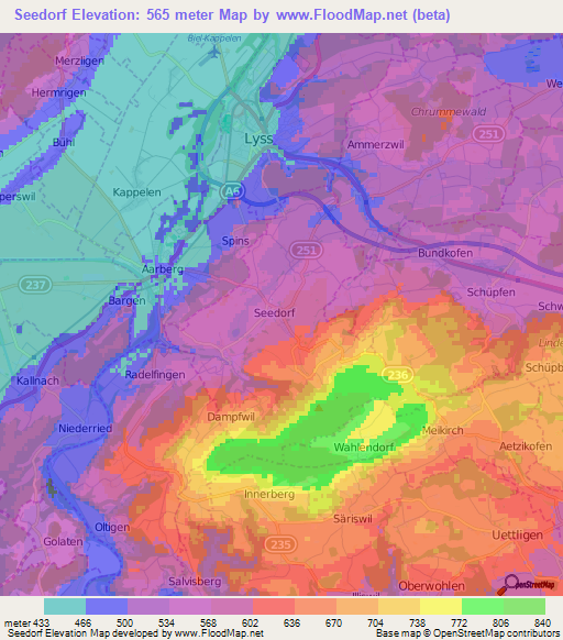 Seedorf,Switzerland Elevation Map