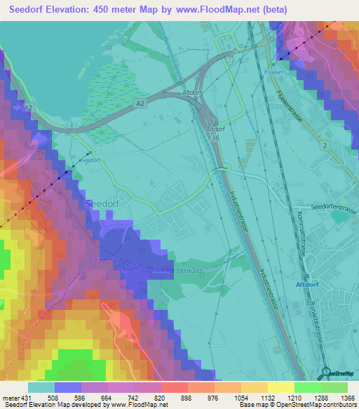 Seedorf,Switzerland Elevation Map