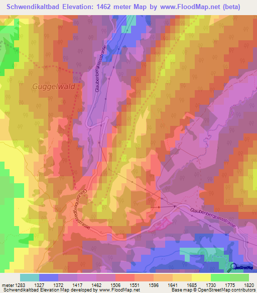 Schwendikaltbad,Switzerland Elevation Map