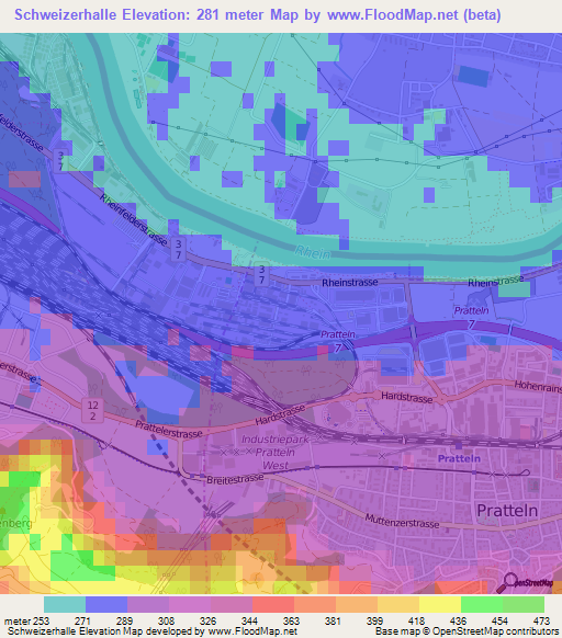 Schweizerhalle,Switzerland Elevation Map