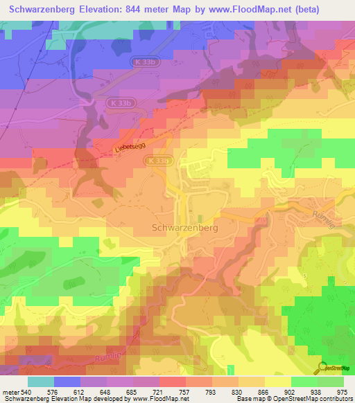 Schwarzenberg,Switzerland Elevation Map
