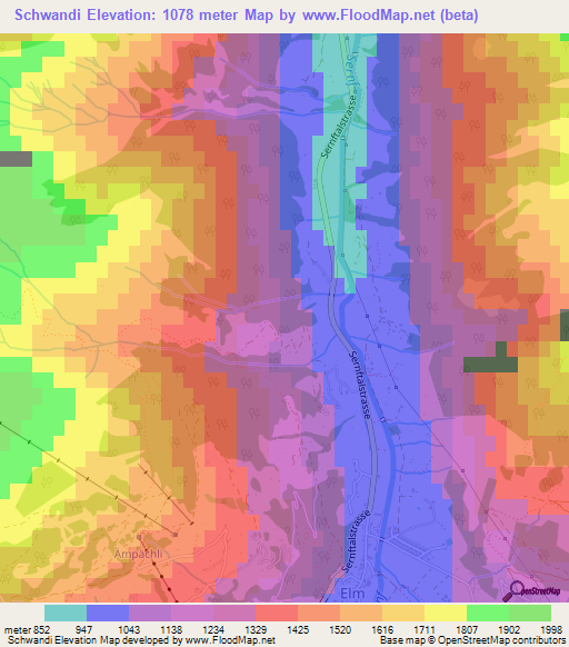 Schwandi,Switzerland Elevation Map