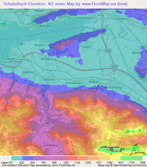 Schubelbach,Switzerland Elevation Map