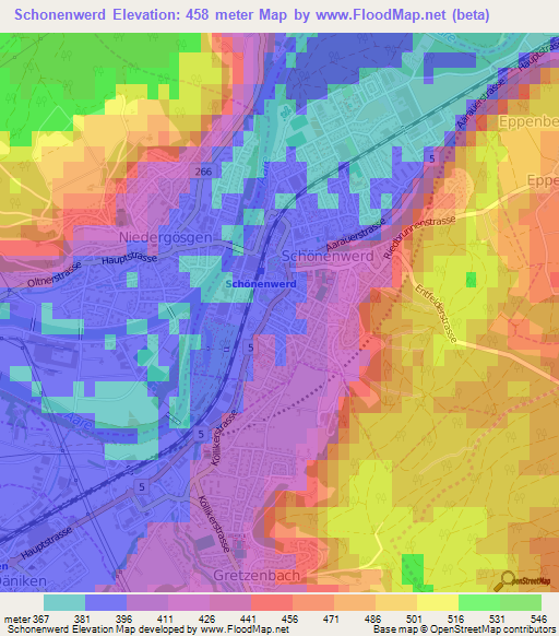 Schonenwerd,Switzerland Elevation Map