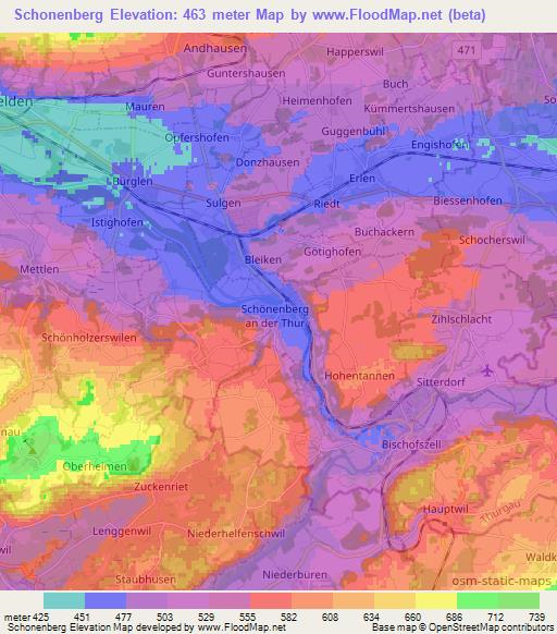 Schonenberg,Switzerland Elevation Map