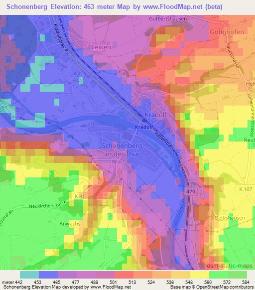 Schonenberg,Switzerland Elevation Map