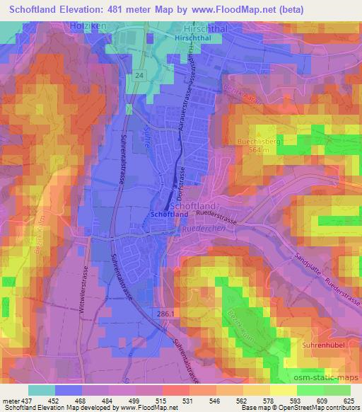 Schoftland,Switzerland Elevation Map