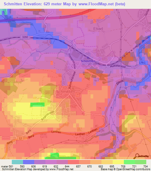 Schmitten,Switzerland Elevation Map