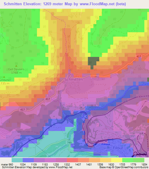 Schmitten,Switzerland Elevation Map