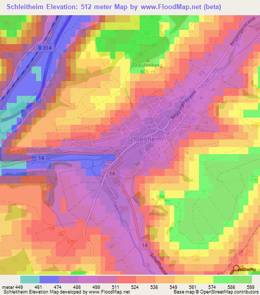 Schleitheim,Switzerland Elevation Map