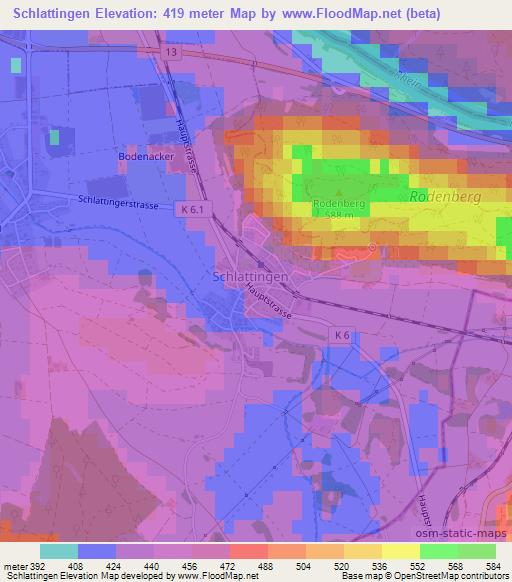 Schlattingen,Switzerland Elevation Map