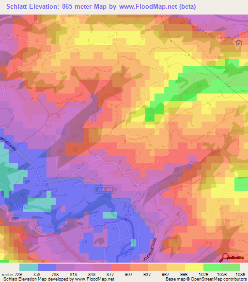 Schlatt,Switzerland Elevation Map