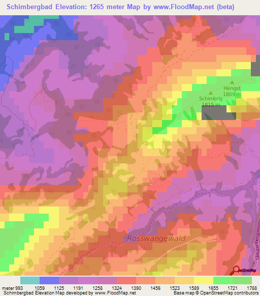 Schimbergbad,Switzerland Elevation Map