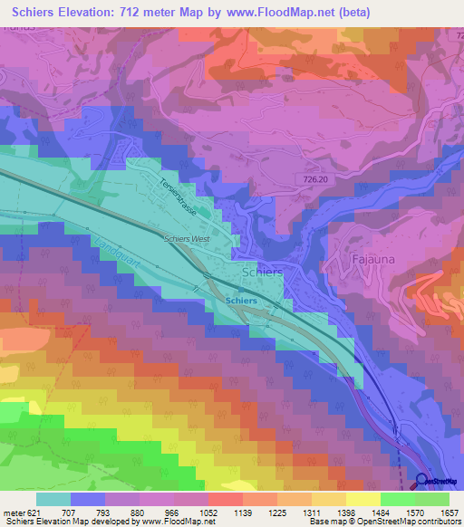 Schiers,Switzerland Elevation Map