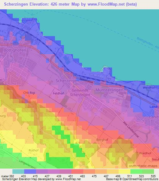 Scherzingen,Switzerland Elevation Map