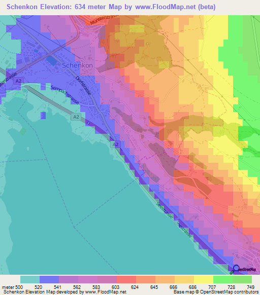 Schenkon,Switzerland Elevation Map