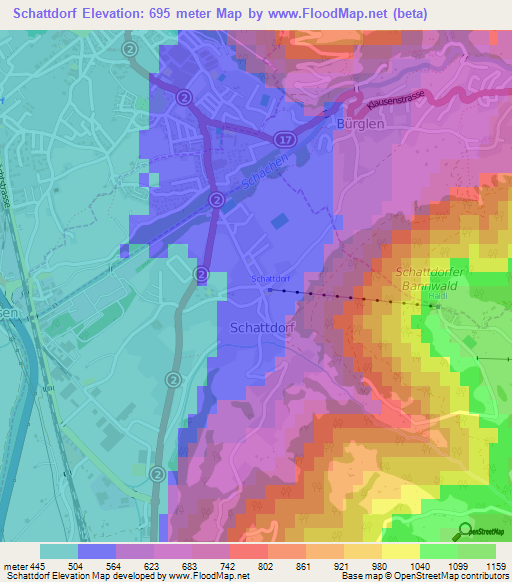 Schattdorf,Switzerland Elevation Map