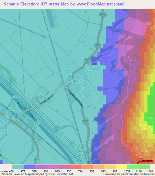 Schanis,Switzerland Elevation Map