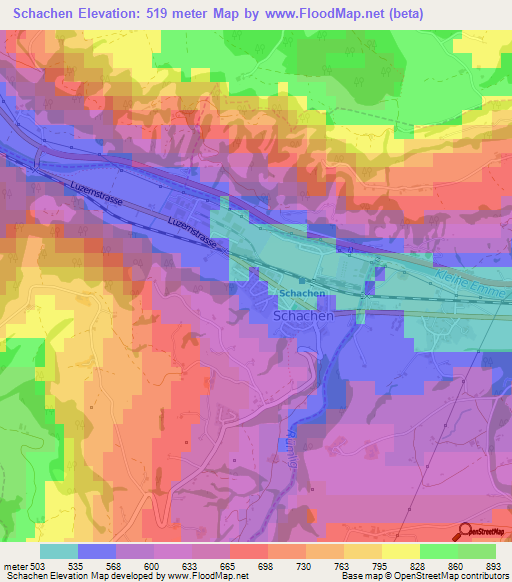 Schachen,Switzerland Elevation Map