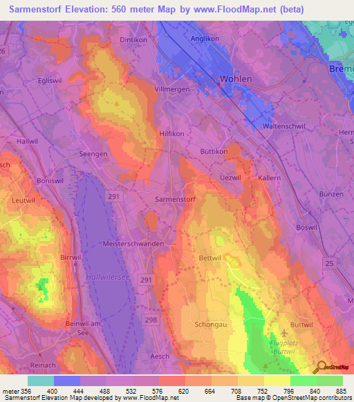 Sarmenstorf,Switzerland Elevation Map