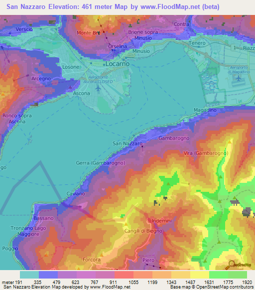 San Nazzaro,Switzerland Elevation Map