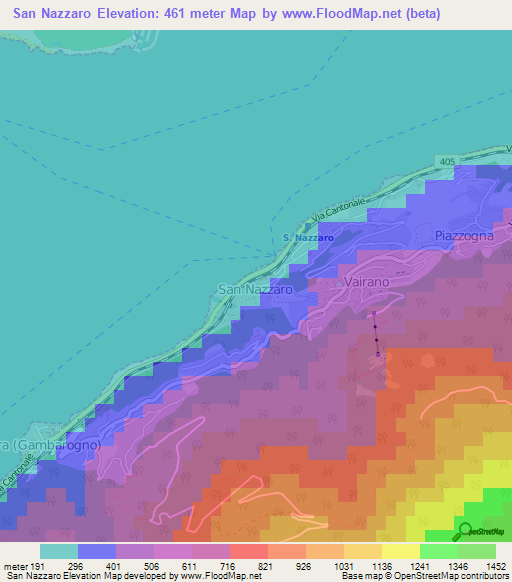 San Nazzaro,Switzerland Elevation Map