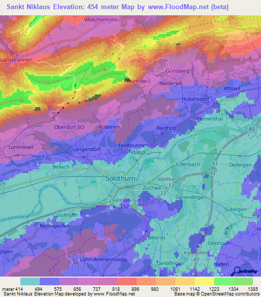 Sankt Niklaus,Switzerland Elevation Map
